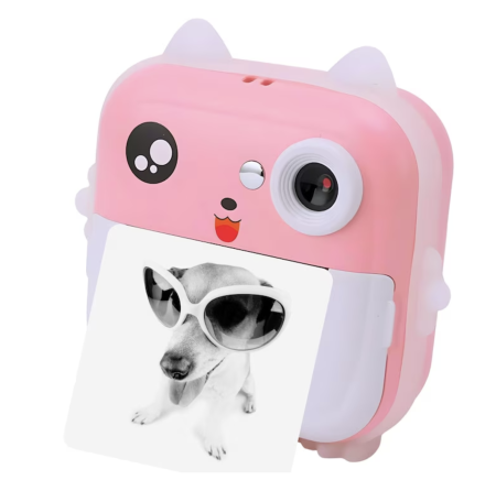 Jocuri si Jucarii - Camera foto copii cu imprimare instant, HD, video, jocuri, USB-C, 3 role, roz