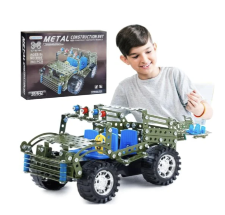 Joc constructii din metal 283 piese - masina de teren decapotabila verde, 8 ani+ [2]