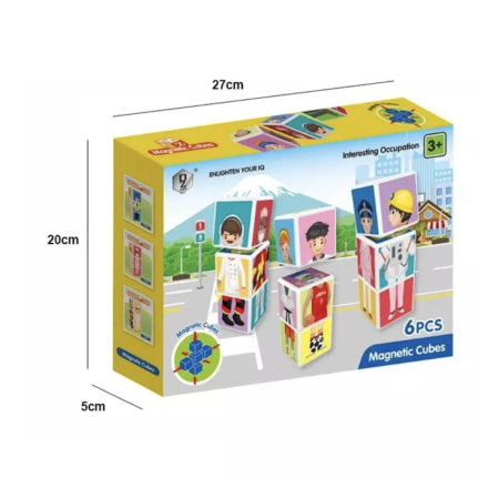 Joc educativ Set 6 cuburi magnetice meserii, 6 piese, meserii [3]