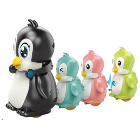Jocuri si Jucarii - Jucarie interactiva magnetica Trenuletul familiei de 4 pinguini