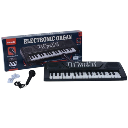 Jocuri si Jucarii - Orga Electronica Cu Microfon 37 Clape Music Cablu USB Negru 3 Ani