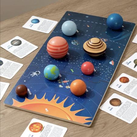 Joc puzzle din lemn cu planete 3D Sistemul Solar pentru copii [4]