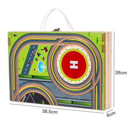 Joc 2 in 1 Circuit cu masini City si Pucket Game, din lemn [5]