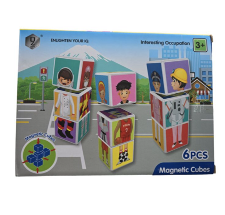 Joc educativ Set 6 cuburi magnetice meserii, 6 piese, meserii [5]