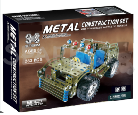 Joc constructii din metal 283 piese - masina de teren decapotabila verde, 8 ani+ [6]