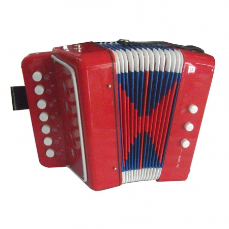 Jocuri si Jucarii - Acordeon de jucarie pentru copii, instrument muzical fara baterii, rosu