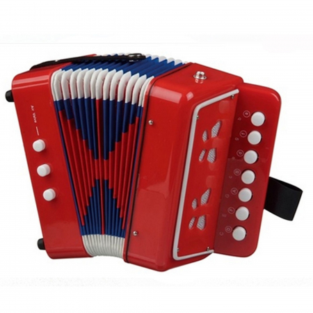 Acordeon de jucarie pentru copii, instrument muzical fara baterii, rosu [2]