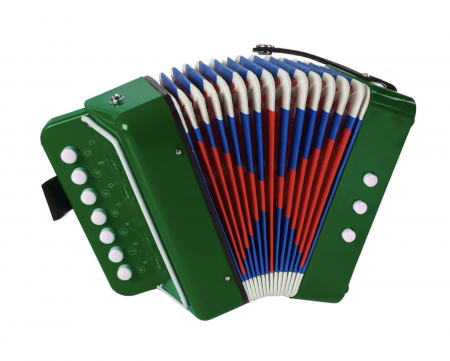 Jocuri si Jucarii - Acordeon de jucarie pentru copii, instrument muzical fara baterii, verde