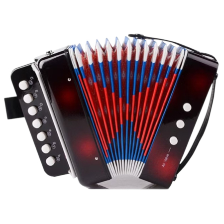 Jocuri si Jucarii - Acordeon de jucarie pentru copii, instrument muzical fara baterii, negru