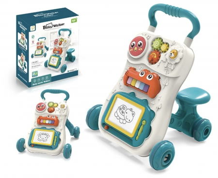 La plimbare - Antemergator interactiv cu activitati, pian si tablita de scris, P05, verde