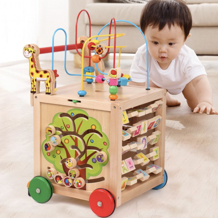 Premergatoare si antemergatoare - Antemergator Montessori 6 in 1 Girafa – Cub Educativ, Antepremergator si Centru de Activitati