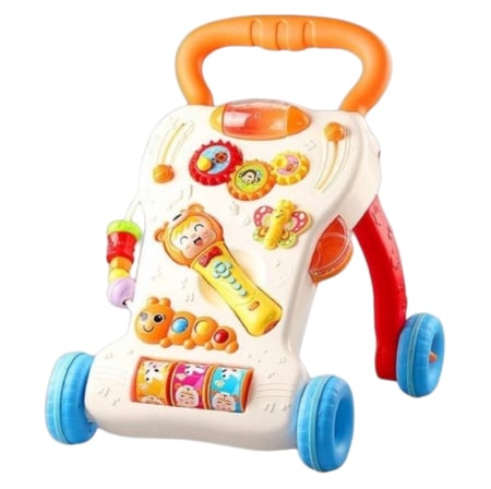 Antepremergator Muzical pentru Copii, cu Microfon, Luminite si Jucarii Interactive, albastru [3]