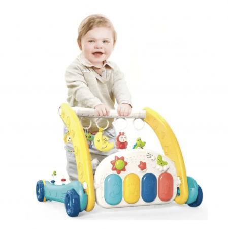 La plimbare - Antemergator si saltea de joaca Baby Walker 3 in 1 pentru bebelusi, verde