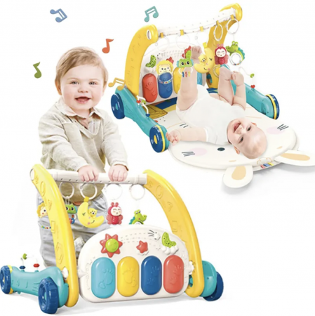 La plimbare - Antemergator si saltea de joaca Baby Walker 3 in 1 pentru bebelusi, verde