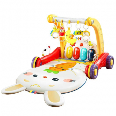 La plimbare - Antemergator si saltea de joaca Baby Walker 3 in 1 pentru bebelusi, rosu
