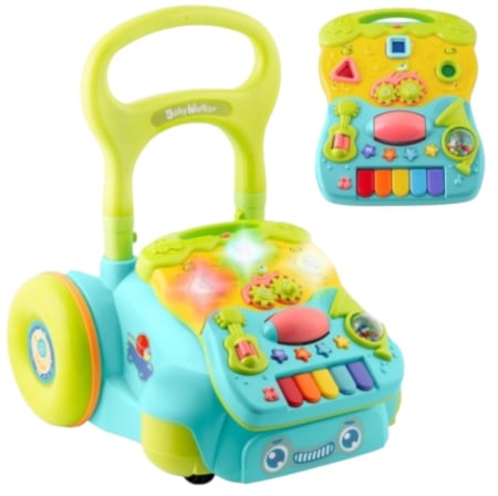Premergatoare si antemergatoare - Antepremergator educational 2in1 Baby Walker Bleu, cu panou detasabil si lumini