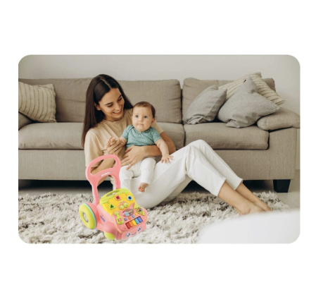 Antepremergator educational 2in1 Baby Walker Roz, cu panou detasabil si lumini [5]