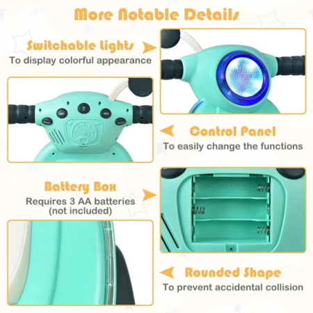 Premergatoare si antemergatoare - Antepremergator interactiv bebelusi cu 3 roti, lumini, sunete, rezervor de apa, +1 an, verde