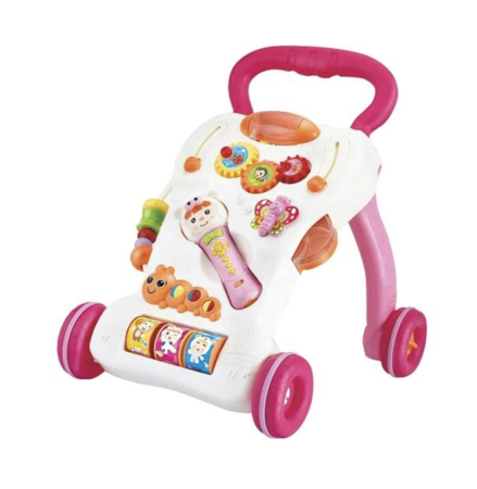 Premergatoare si antemergatoare - Antepremergator Muzical pentru Copii, cu Microfon, Luminite si Jucarii Interactive, roz