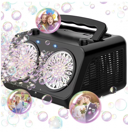 Articole de petrecere - Aparat de baloane automat cu 40 orificii si lumini LED, negru