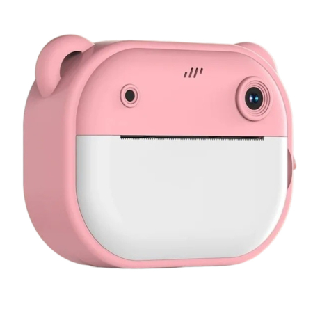 Gadget, Laptop, Tableta grafica - Aparat foto digital copii cu imprimare instant, 40 MP, 1080p, ecran 2.4", Ursulet roz