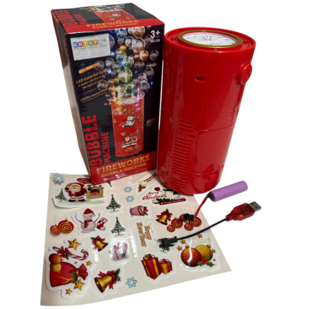 Accesorii si idei de cadouri - Aparat Mare de baloane automat cu 40 orificii si lumini LED, cu efect de artificii, rosu