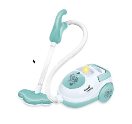 Jocuri si Jucarii - Aspirator de jucarie interactiv cu lumini si sunete, alb-vernil, 18 cm, +3 ani
