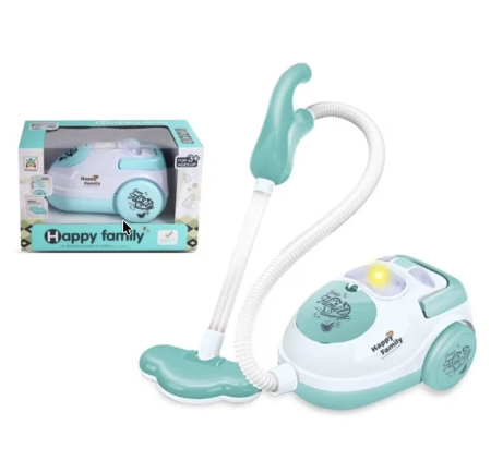 Jocuri si Jucarii - Aspirator de jucarie interactiv cu lumini si sunete, alb-vernil, 18 cm, +3 ani