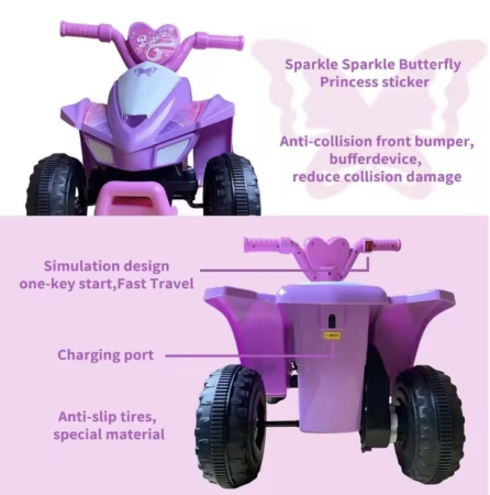 ATV electric pentru copii 2 ani+, 6V 4AH, 25W, 70x39x43 cm, roz [2]