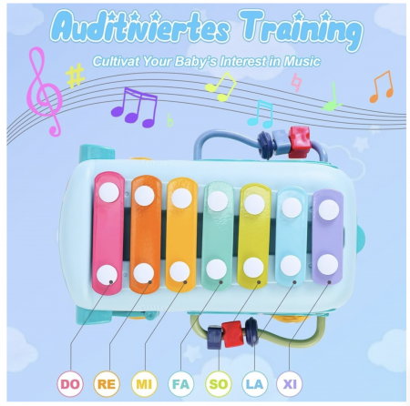 Autobuz interactiv cu xilofon, sortator si jucarii detasabile, bleu [6]