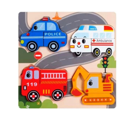 Set 6 Baby Puzzle Incastu cu 4 imagini, din lemn masiv – Piese Mari [5]