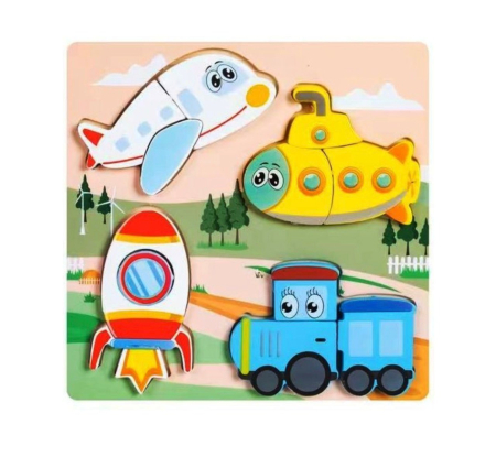 Set 6 Baby Puzzle Incastu cu 4 imagini, din lemn masiv – Piese Mari [6]