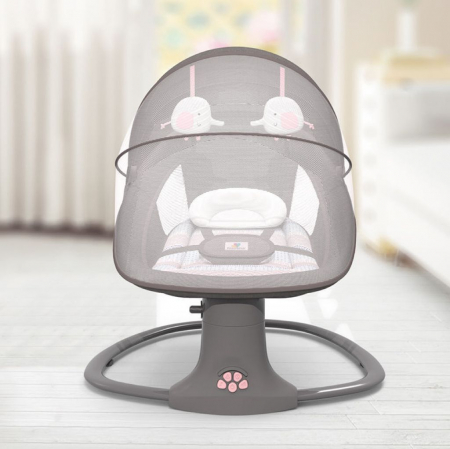 Balansoar electric 3 in 1, cu bluetooth, telecomanda, Mastela, roz [5]