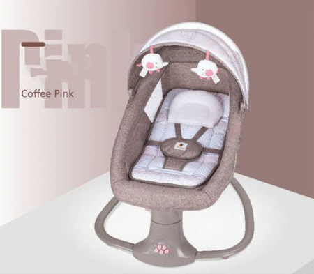 Balansoar electric 3 in 1, cu bluetooth, telecomanda, Mastela, roz [2]