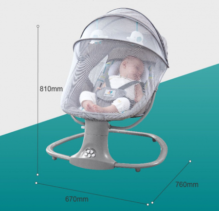 Balansoar electric 3 in 1, cu bluetooth, telecomanda, Mastela, roz [9]