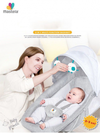 Balansoar electric 3 in 1, cu bluetooth, telecomanda, Mastela, roz [14]