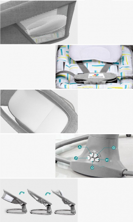 Balansoar electric 3 in 1, cu bluetooth, telecomanda, Mastela, roz [8]