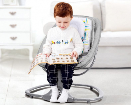 Balansoar electric 3 in 1, cu bluetooth, telecomanda, Mastela, roz [6]