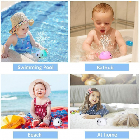Jucarie de baie Balena baby gri, spray inductie, jucarie cu lumina si muzica [5]