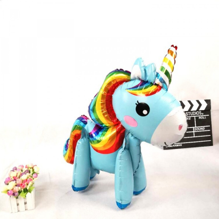 Accesorii si idei de cadouri - Balon din folie pentru petrecere Unicorn bleu 58 cm