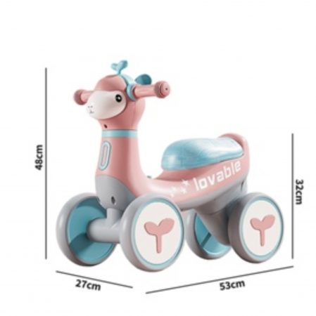Bicicleta fara pedale cu 4 roti, cu muzica si lumini, Girafa B09 Roz [2]