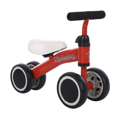 Vehicule fara pedale copii - Bicicleta mini cu 4 roti, fara pedale, 1-3 ani, B04 Rosu