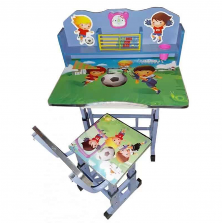 Camera copilului - Birou cu scaun pentru copii, reglabile, cadru metalic si MDF, Fotbal C1