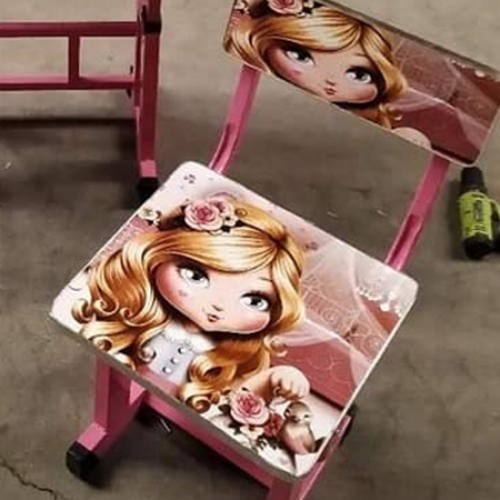 Birou cu scaun pentru copii, reglabile, cadru metalic si lemn, roz, My Princess W1 [4]