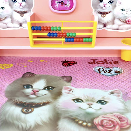 Birou cu scaun pentru copii, reglabile, cadru metalic si MDF, Pisicute A3 [7]