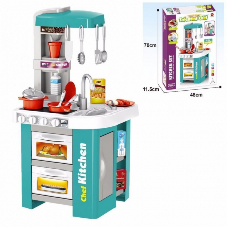 Bucatarie Completa cu sunete si lumini cu 49 de accesorii, verde [2]