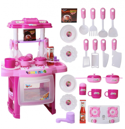 Bucatarii si seturi de gospodina - Bucatarie Completa cu sunete si lumini si 21 de accesorii, 1800, roz