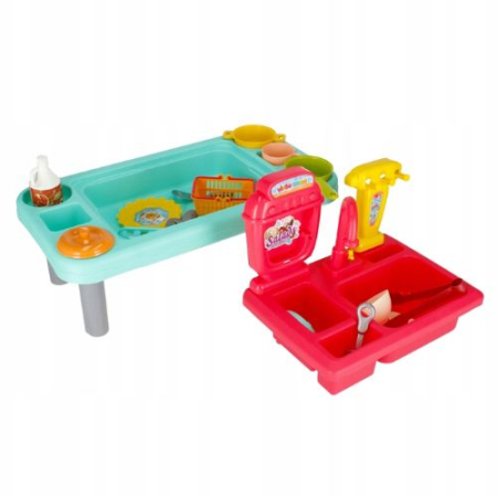 Jocuri si Jucarii - Bucatarie de jucarie copii cu chiuveta cu apa si accesorii, 40 x 30 x 22 cm