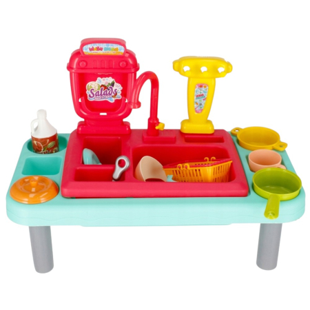 Jocuri si Jucarii - Bucatarie de jucarie copii cu chiuveta cu apa si accesorii, 40 x 30 x 22 cm