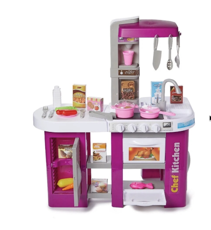 Jocuri si Jucarii - Bucatarie de jucarie electronica Chef Kitchen cu sunete, lumini si 53 accesorii, mov, +3 ani
